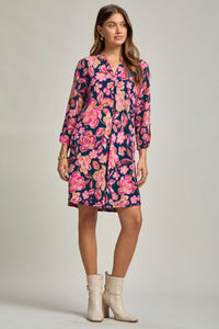Dear Scarlett "Hydrogen" 3/4 Sleeve Split Neck Dress with Pockets