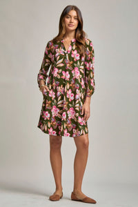 Dear Scarlett "Sodium" 3/4 Sleeve Split Neck Dress with Pockets