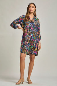 Dear Scarlett "Phosphorus" 3/4 Sleeve Split Neck Dress with Pockets