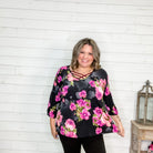 "Scarlett" Floral 3/4 Bubble Sleeve-Lola Monroe Boutique