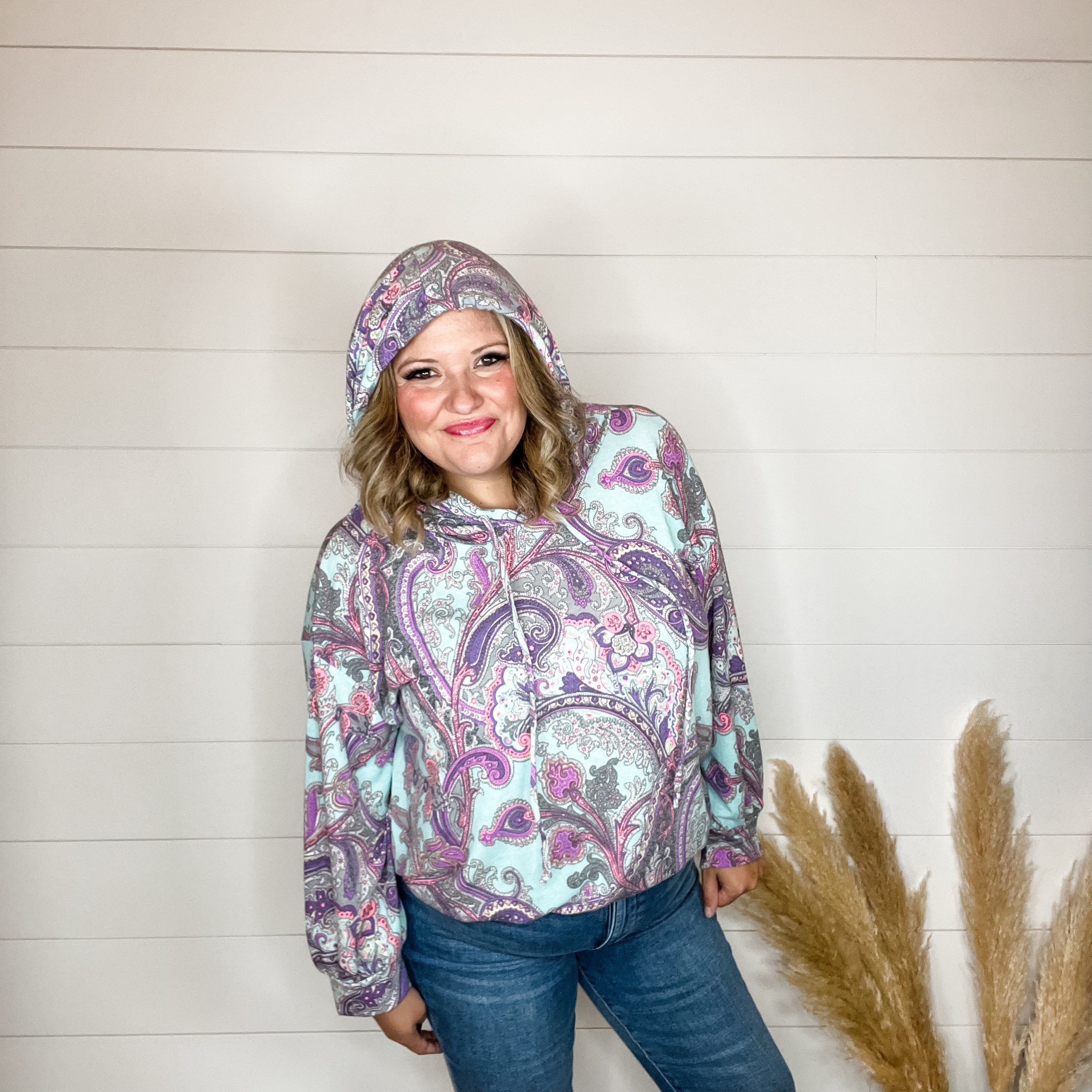 "Scottie" Paisley Balloon Sleeve Hoodie-Lola Monroe Boutique