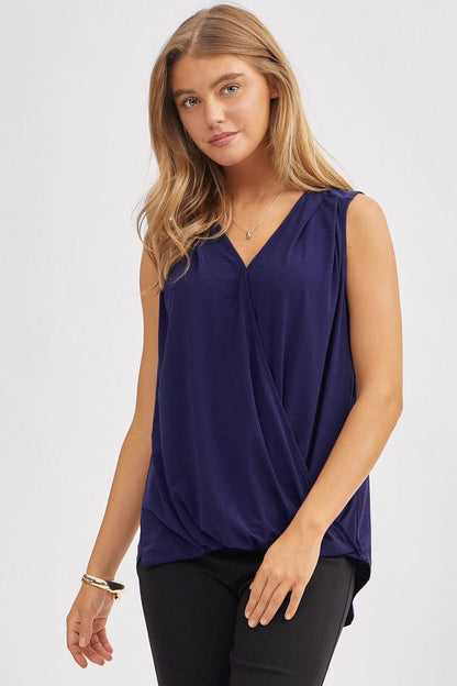 "Charming" Wrap Front Tank (Navy)