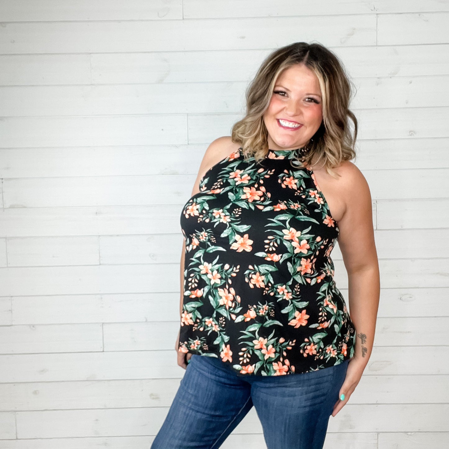 "Second Chance" Floral Halter Tank