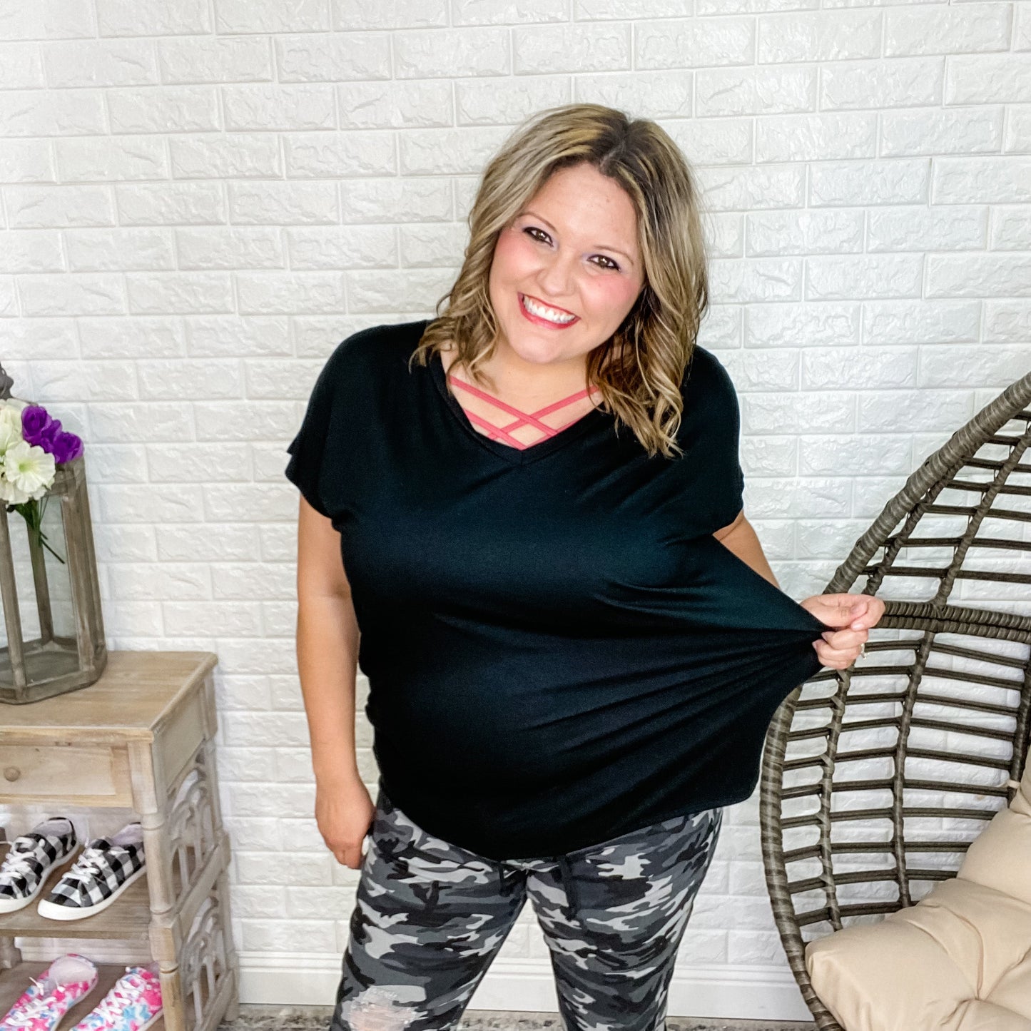 "Seize The Day" V-Neck Dolman(Black)
