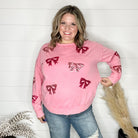 Sequin Bows Long Sleeve (Pink)-Lola Monroe Boutique