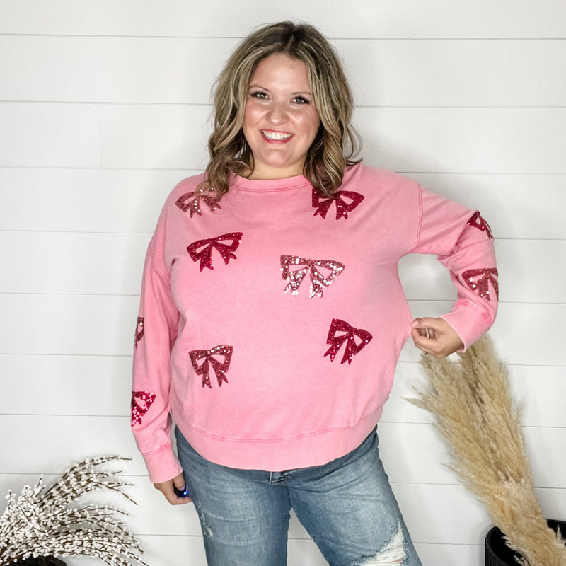 Sequin Bows Long Sleeve (Pink)