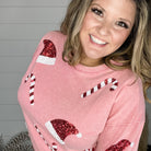 Sequin Candy Cane & Hat Long Sleeve-Lola Monroe Boutique