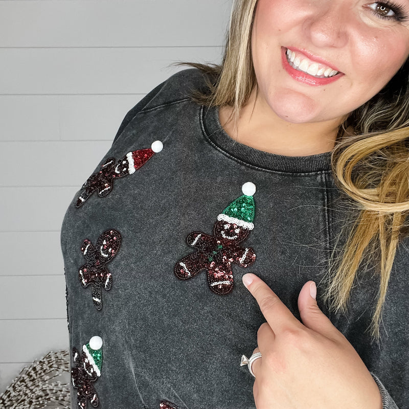 Sequin Gingerbread Man Long Sleeve