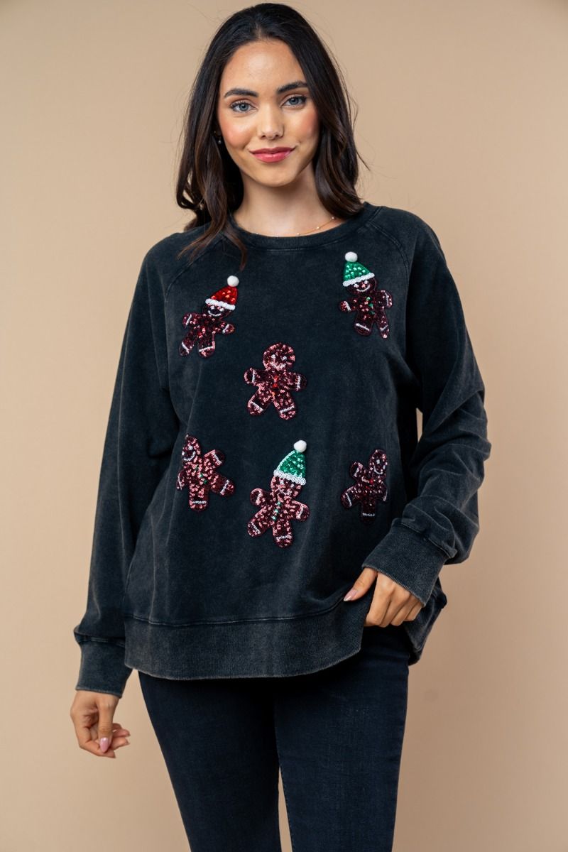 Sequin Gingerbread Man Long Sleeve