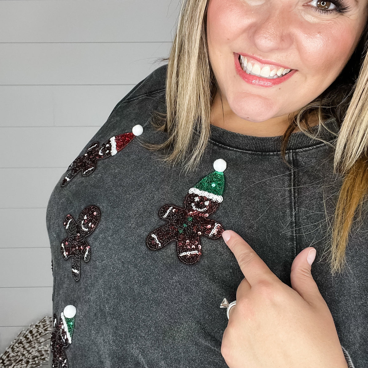 Sequin Gingerbread Man Long Sleeve