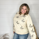 Sequin Ho Ho Ho Long Sleeve (Ecru)-Lola Monroe Boutique