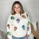 Sequin Skull Crewneck Long Sleeve-Lola Monroe Boutique