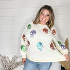 Sequin Skull Crewneck Long Sleeve-Lola Monroe Boutique