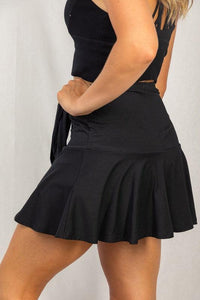 "Serena" Ruffled Skort (Black)-Lola Monroe Boutique
