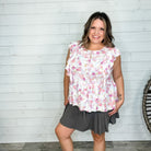 "Serena" Ruffled Skort (Charcoal)-Lola Monroe Boutique