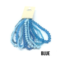 Set of "9" Shimmering Faceted Glass Bead Bracelets (Multiple Colors)-Lola Monroe Boutique