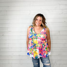 "She's Got It" Floral V Neck Tank Babydoll-Lola Monroe Boutique