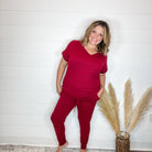 Shirley and Stone "Krisie" Solid V Neck Jogger Set (Multiple Colors)-Lola Monroe Boutique