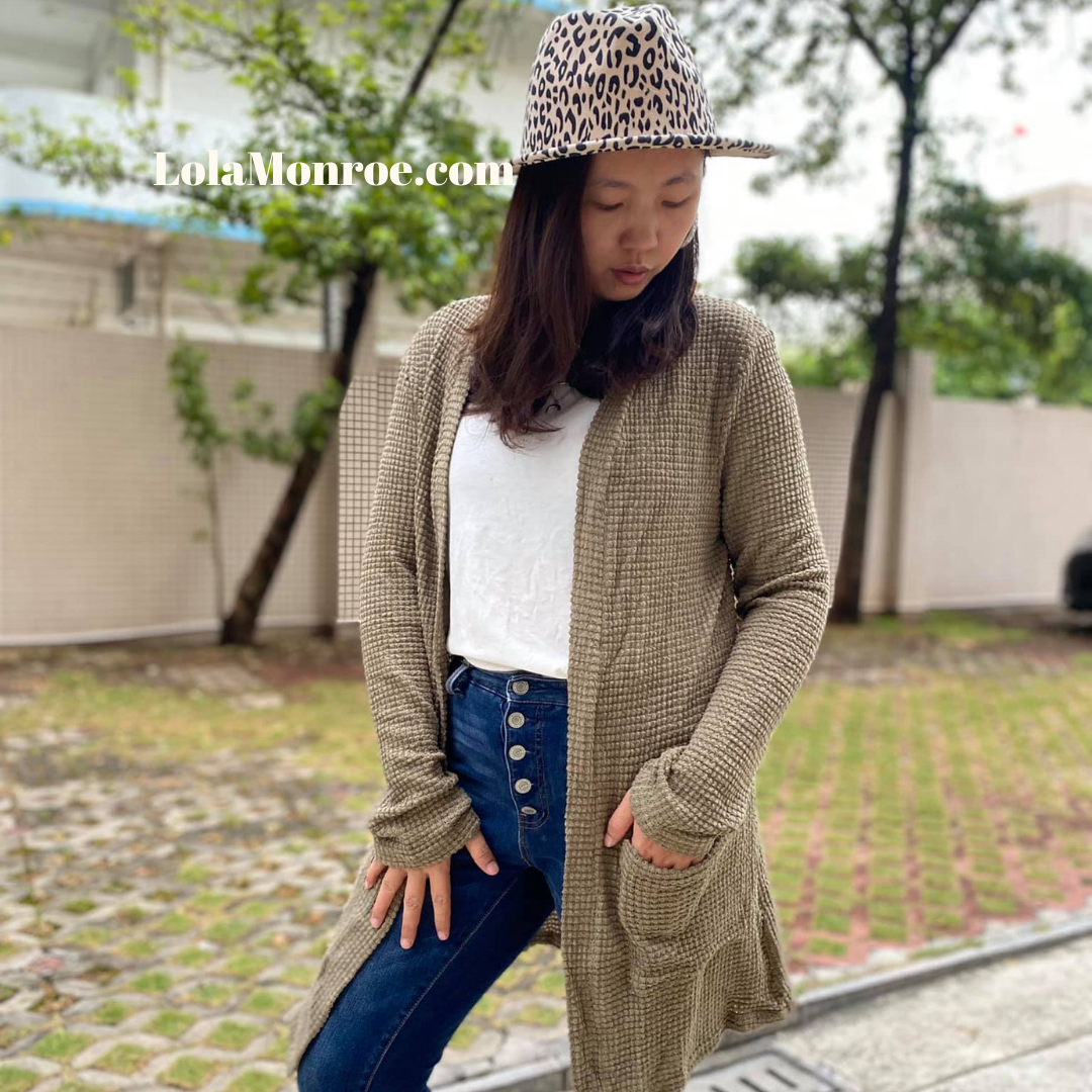 Shirley and Stone Waffle Texture Cardigan Thumbhole Detail (Multiple Colors)
