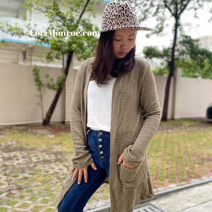 Shirley and Stone Waffle Texture Cardigan Thumbhole Detail (Multiple Colors)