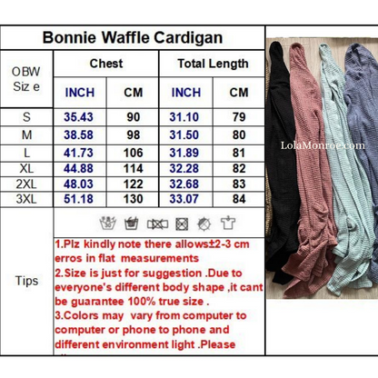 Shirley and Stone Waffle Texture Cardigan Thumbhole Detail (Multiple Colors)