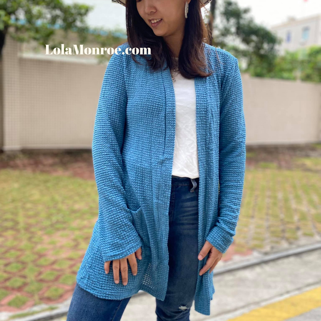 Shirley and Stone Waffle Texture Cardigan Thumbhole Detail (Multiple Colors)