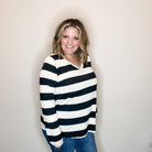 "Shout Out" Long Sleeve Stripe V Neck-Lola Monroe Boutique