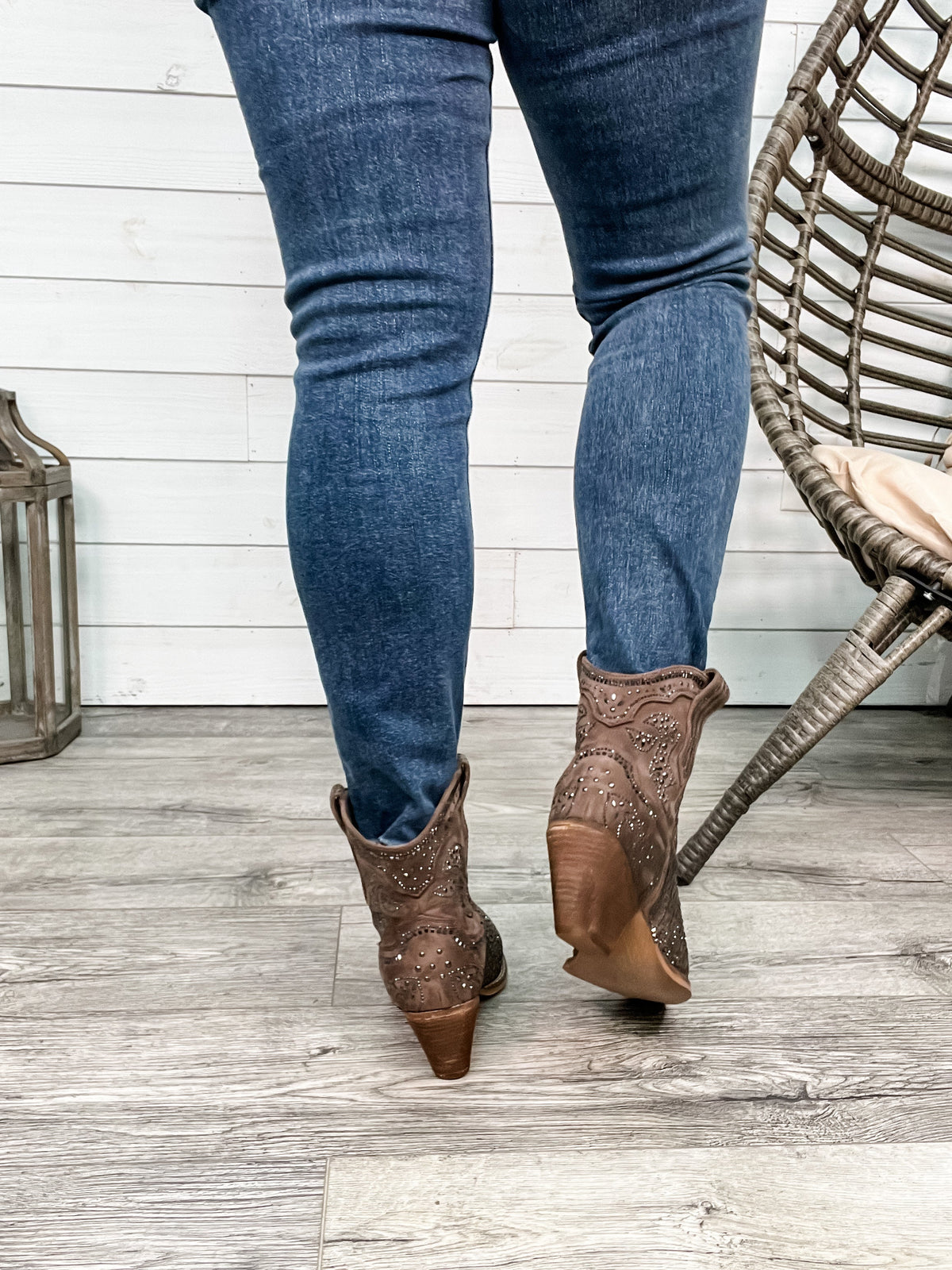 "Show Off" By Very G Western Style Studded Bootie (Taupe)-Lola Monroe Boutique