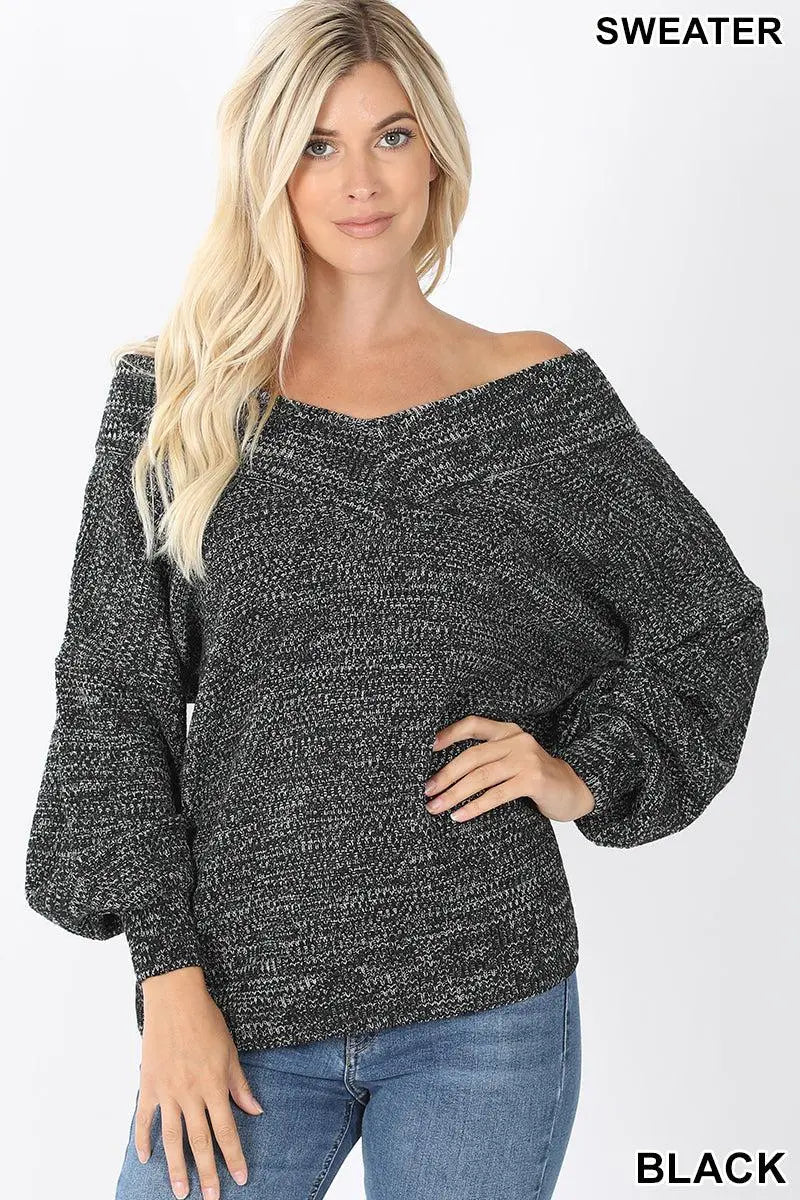 "Showing A Little Shoulder" V Neck Sweater (Multiple Colors)