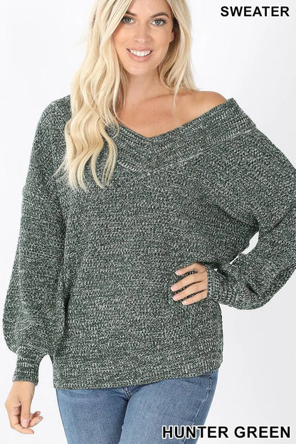 "Showing A Little Shoulder" V Neck Sweater (Multiple Colors)