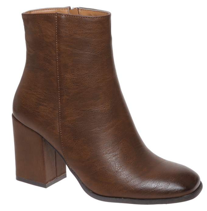 Side Zipper Ankle Bootie (Whiskey)-Lola Monroe Boutique