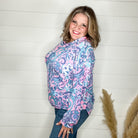 "Signal" Paisley Balloon Sleeve Hoodie-Lola Monroe Boutique