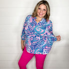 "Signal" Paisley Lizzy 3/4 Sleeve Split Neck Tops-Lola Monroe Boutique