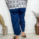 "Slight of Hand" Pull On Wide Leg Crop Trousers (Navy)-Lola Monroe Boutique