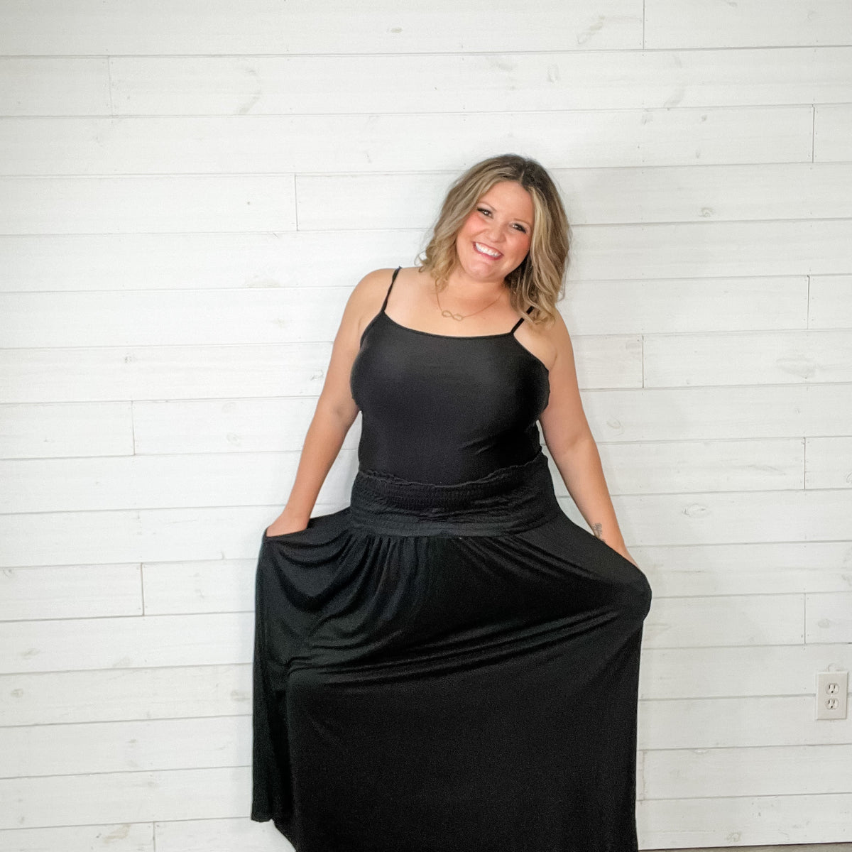 Smocked Waist Maxi Skirt / Tube Dress with Pockets-Lola Monroe Boutique