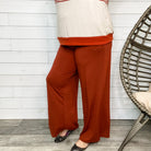 Smocked Waistband Lounge Pants (Olive and Rust)-Lola Monroe Boutique