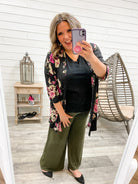 Smocked Waistband Lounge Pants (Olive and Rust)-Lola Monroe Boutique