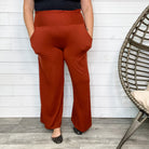 Smocked Waistband Lounge Pants (Olive and Rust)-Lola Monroe Boutique