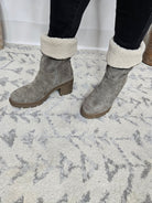 "Snuggy" Faux Suede with Sherpa Cuff Side Zip Boots (Grey)-Lola Monroe Boutique