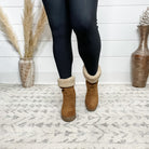 "Snuggy" Faux Suede with Sherpa Cuff Side Zip Boots (Tan)-Lola Monroe Boutique