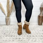 "Snuggy" Faux Suede with Sherpa Cuff Side Zip Boots (Tan)-Lola Monroe Boutique