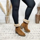 "Snuggy" Faux Suede with Sherpa Cuff Side Zip Boots (Tan)-Lola Monroe Boutique