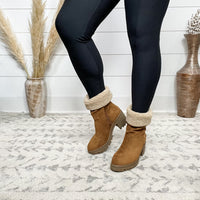 "Snuggy" Faux Suede with Sherpa Cuff Side Zip Boots (Tan)