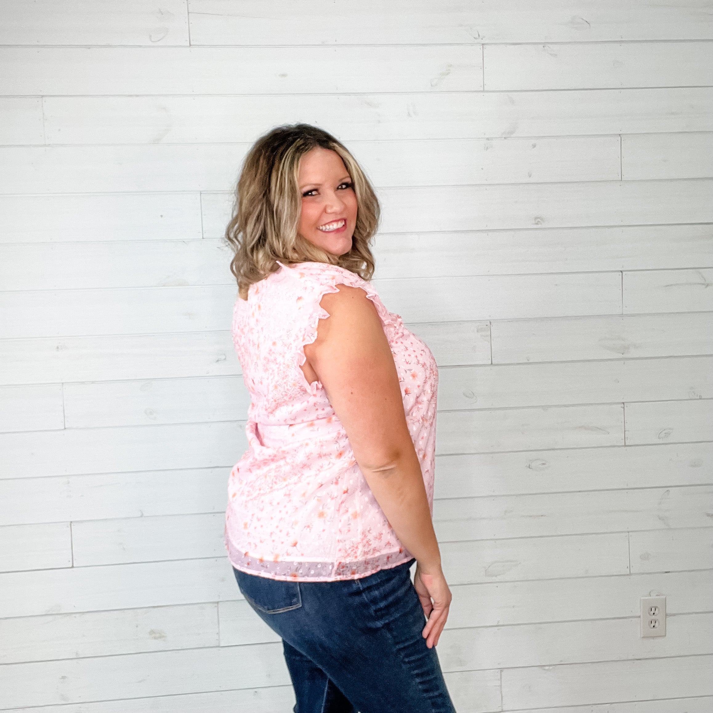 "So Simple" Floral Tank With Ruffle and Tie Detail-Lola Monroe Boutique