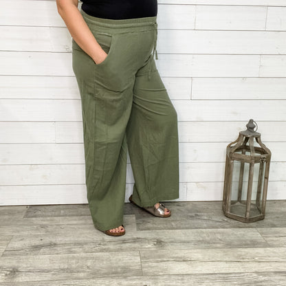 Soft Linen Drawstring Pants with Pockets (Multiple Colors)