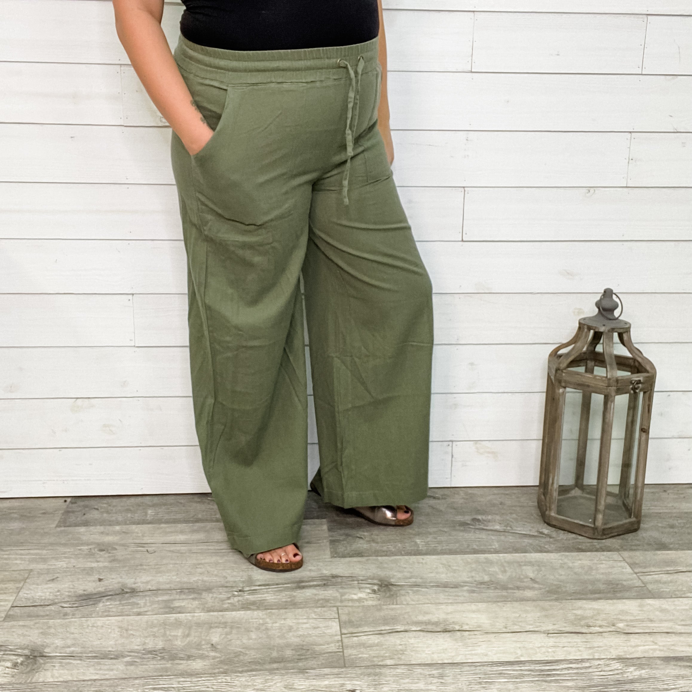 Soft Linen Drawstring Pants with Pockets (Multiple Colors)-Lola Monroe Boutique