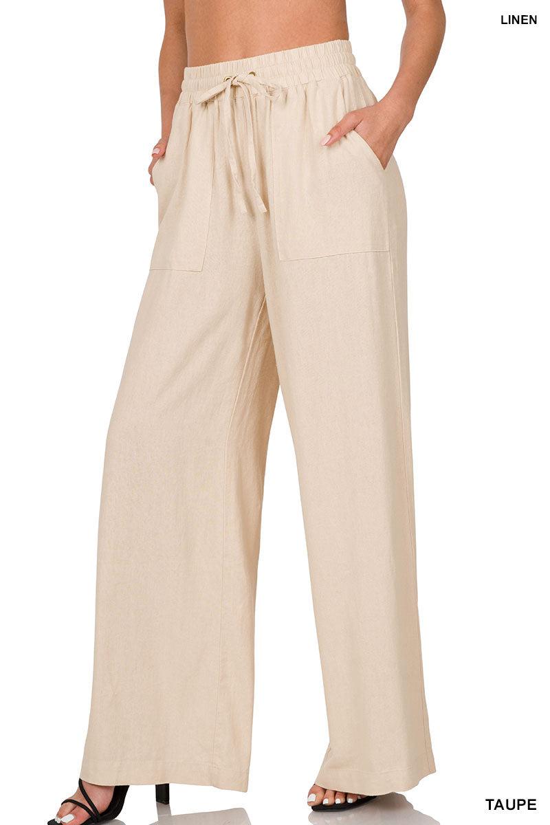 Soft Linen Drawstring Pants with Pockets (Multiple Colors)