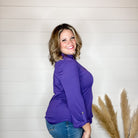 "Solid Ground" Lizzy 3/4 Sleeve Split Neck (Purple)-Lola Monroe Boutique