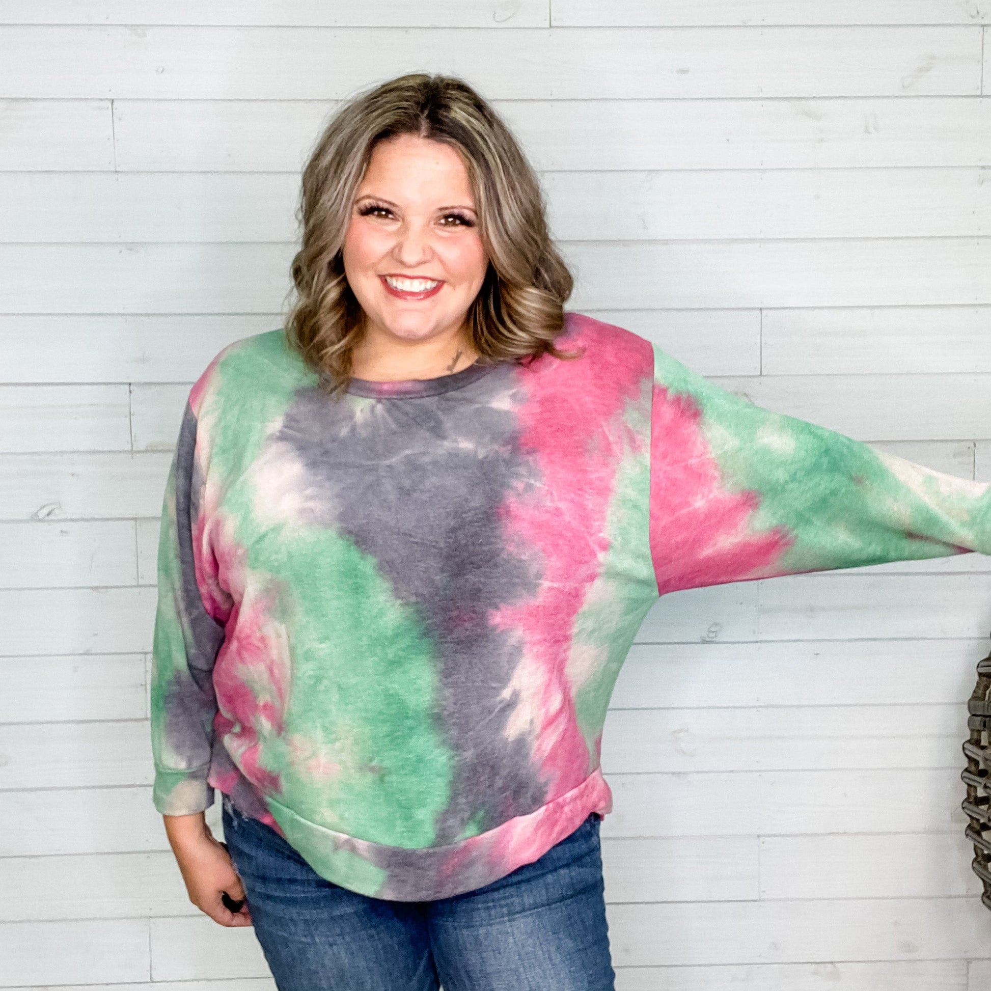 "Sonnet" Long Sleeve Tie Die Crew Neck