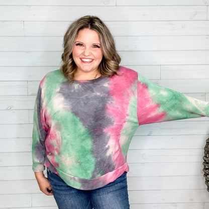 "Sonnet" Long Sleeve Tie Die Crew Neck